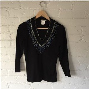 ALBERTO MAKALI lapis mother of pearl vneck sweater M